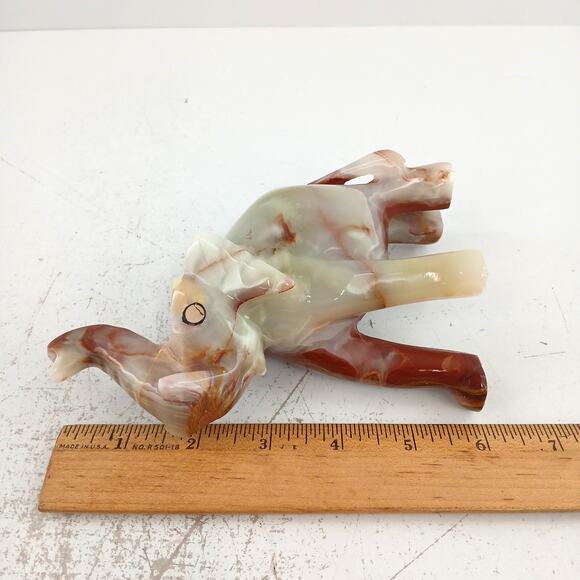 Hand-Carved Onyx Elephant Figurine – Natural Stone Decor with Raised Trunk - Picture 15 of 16